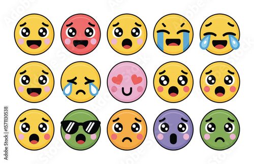 "Cute and Colorful Emoji Expressions Set"