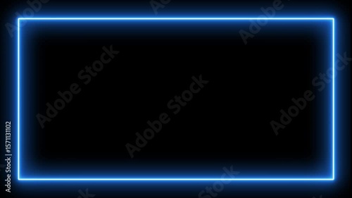 Flickering Light laser glowing neon frame blue color, isolated on black color background