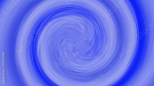 Hypnotic white spiral illusion forms on a blue color background, a seamless looping psychedelic animation