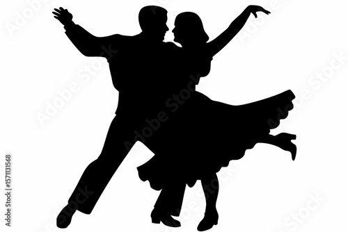 Silhouette of a Couple Ballroom Dancing