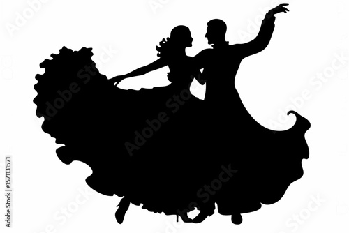 Silhouette of a Couple Ballroom Dancing