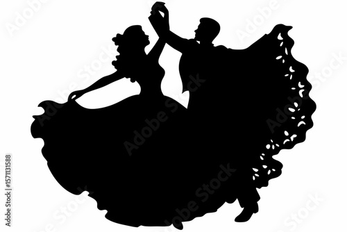 Silhouette of a Couple Ballroom Dancing