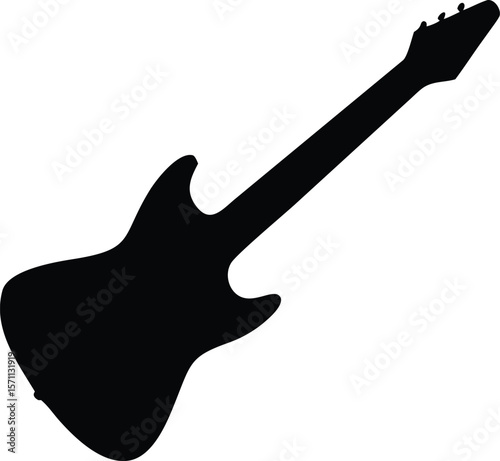 Electric Guitar Anatomy - Black and White Instrument Graphic with Musical Terms