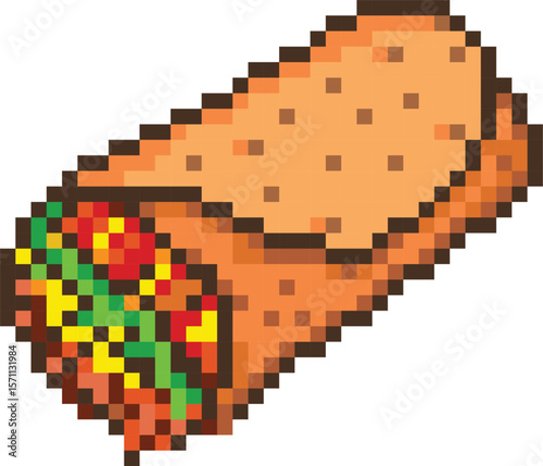 illustration of burrito in pixel art style
