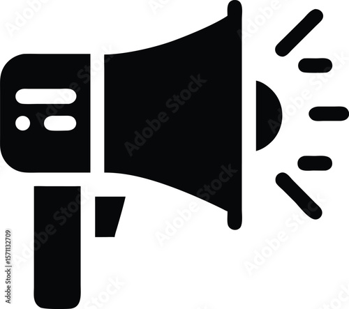 Black megaphone icon. announcement and promotion