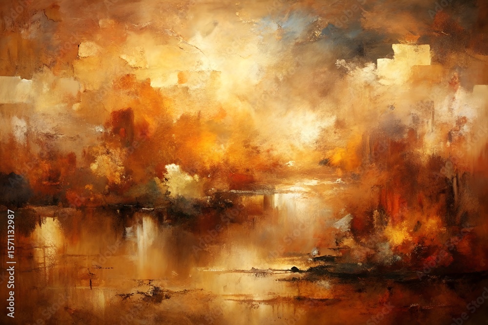 Naklejka premium Abstract Earth Tone Oil Painting for Printable Wall Art – High Resolution Fine Art