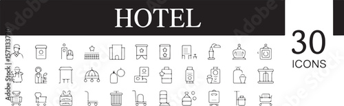 30 Hotel Icons  A Complete Set of Line Art Graphics for Hospitality Design
