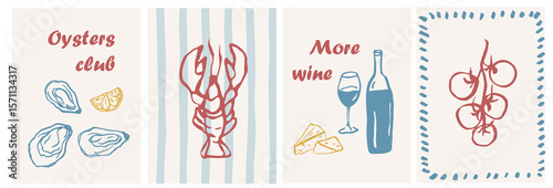 Hand drawn doodle mediterranean food posters