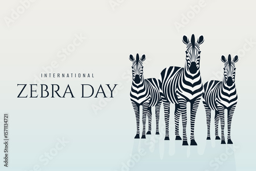 International Zebra Day Minimalistic Poster Design Vector Illustration.