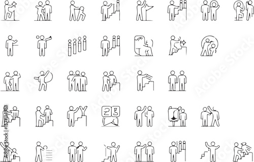 Teamwork, Collaboration, and Growth A Collection of Line Art Illustrations