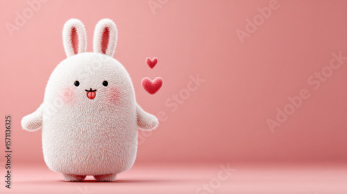 Rabbit cartoon, 3D illustration of a cartoon rabbit blowing a kiss with a playful design.