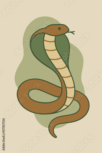 Flat Design Cobra Illustration with Hooded Shape