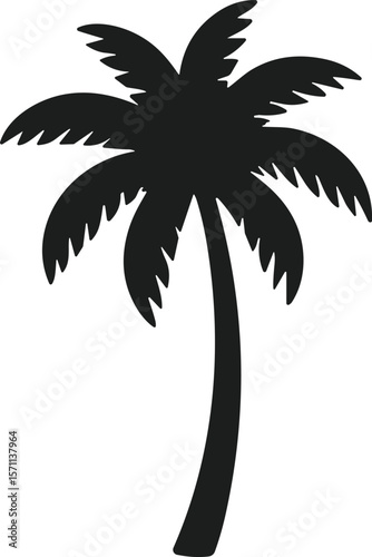 Curved Palm Tree Silhouette Vector for Tropical Designs