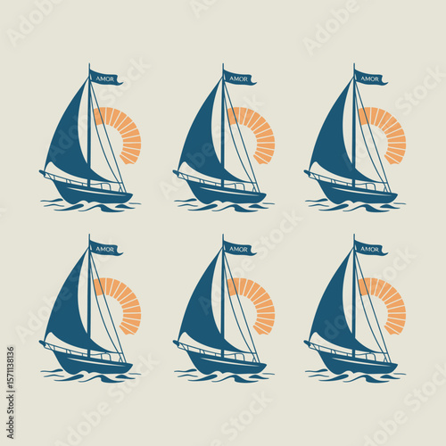 Seamless pattern featuring sailing vessels like yachts, boats, and ships on the sea with waves, perfect for nautical travel illustrations