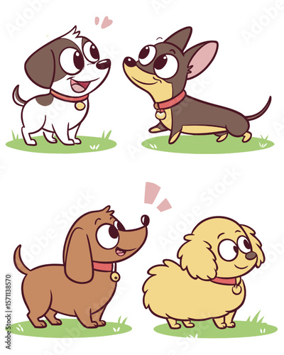 set of funny dogs