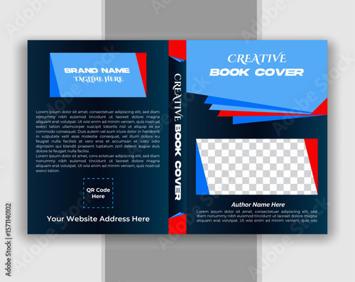 Creative and Modern Book Cover Design Template with Abstract Blue and Red Elements, Perfect for Authors, Publishers, and Educational or Fiction Books