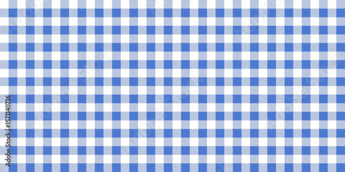 Vichy seamless pattern in blue color. Gingham fabric texture, checkered background, vintage summer print for textiles, picnic tablecloth, clothing, shirt, plaid design, wrapping paper, fabric.