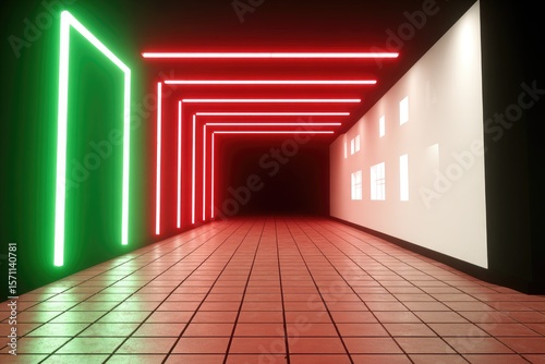 Wallpaper Mural Neon tunnel with green and red light Torontodigital.ca