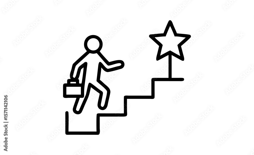 business professional climbing stairs towards star symbolizing success and career growth business professional climbing stairs towards star symbolizing success and career growth