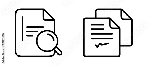 Documents with magnifying glass and signature