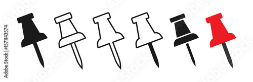 Push pin icon map marker location symbol for pinning notes reminders and navigation vector illustration