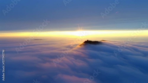 Wallpaper Mural Spectacular Sunrise Over the Mountain Peak Enshrouded in Thick White Clouds Torontodigital.ca