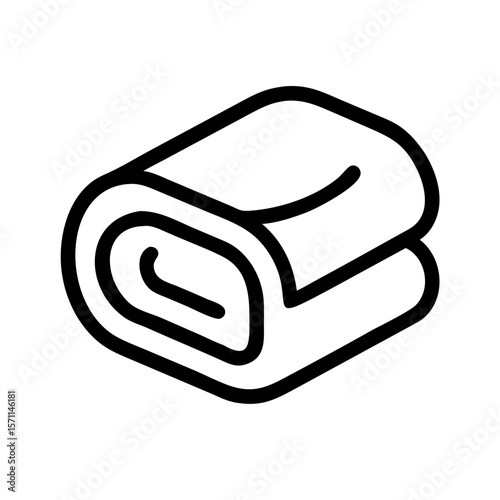 Depiction of a cozy blanket shows a folded comfort item ready for relaxation. Warmth and a feeling of cozy blanket is symbolized through soft lines, a simple, welcoming shape.