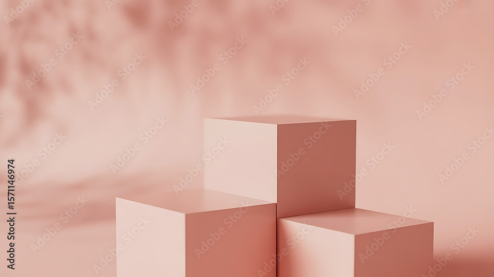 Obraz premium Abstract red background with geometric 3D cubes and blank square box design for business or gift packaging illustration