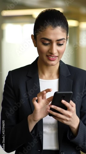 businesswoman using smartphone in office