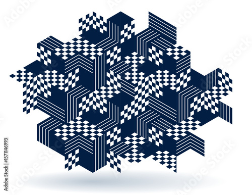 Isometric 3D cubes vector abstract background, geometric abstraction art modern architecture city buildings theme, cubic shapes and forms composition lowpoly style.