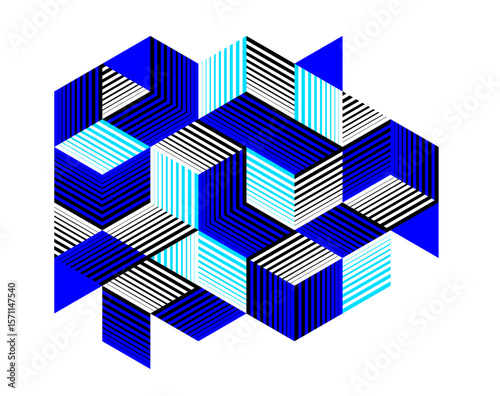 Isometric 3D cubes vector abstract geometric background, abstraction art polygonal graphic design wallpaper, cubic shapes and forms composition lowpoly style.