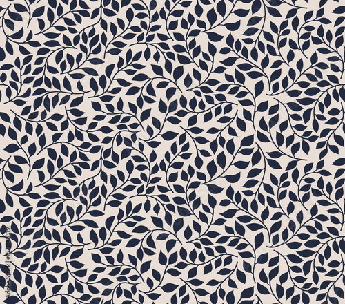 Silhouettes of identical leaf seamless pattern ector background.