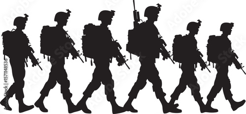 Military Marching Silhouette – Army Soldier Vector

