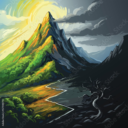 Vibrant  Illustration of Manic Depression and Bipolar Disorder