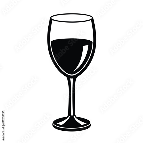 flat vector of a glass of wine on white background