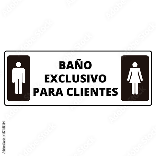 Black and white bathroom for customers only sign