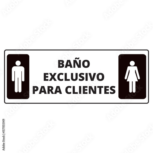 Black and white bathroom for customers only sign