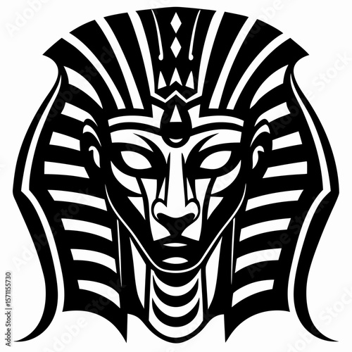 Fierce Sphinx Mascot Head Egyptian Tribal Tattoo Design