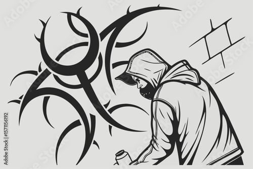 Abstract Grunge Spray Paint Brush Strokes in Black Graffiti Style