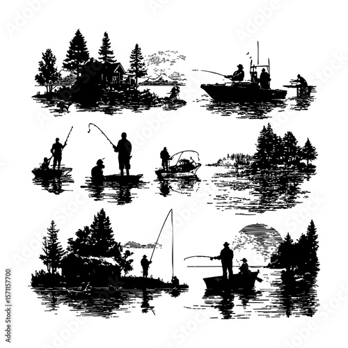 silhouette of fishing boat