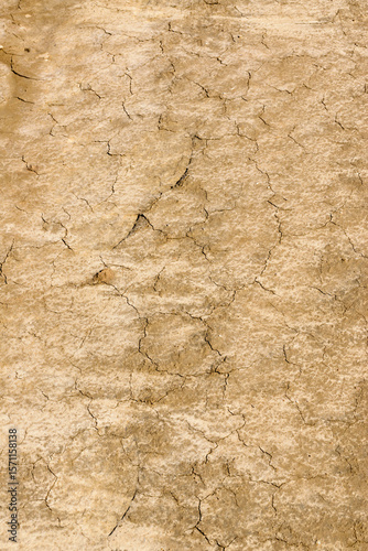 Detail shot of cracked dried mottled mud and clay