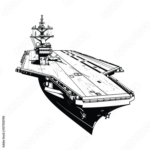 Modern Aircraft Carrier Naval Ship Illustration