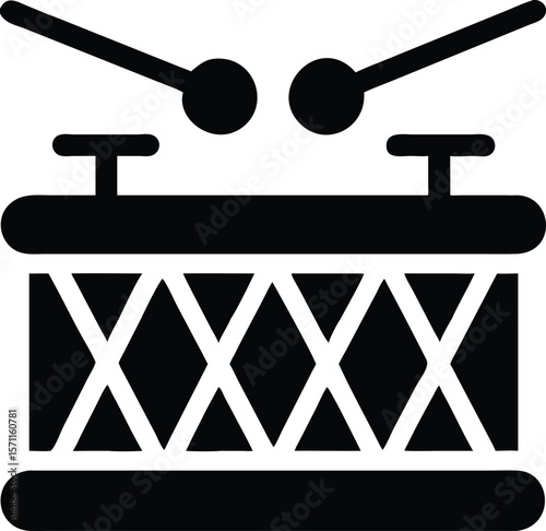 Drum icon with drumsticks