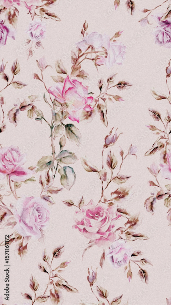 Fototapeta premium Modern Seamless Floral Texture with Organic Elements