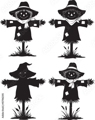 Scarecrow Character Standing Funny Cartoon silhouette