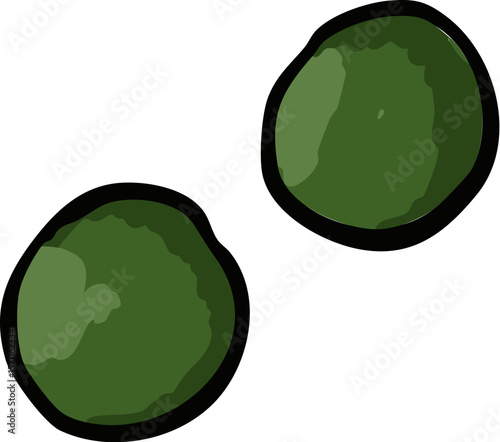 Green Peas in Pod with Seeds in Hand-drawn Style Vector Illustration.