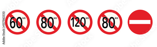set of maximum speed traffic sign illustration.eps