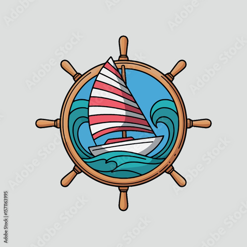 Vibrant Nautilus Illustration with Colorful Swirls and Geometric Shapes on White