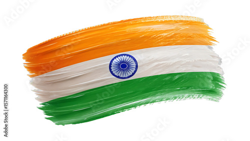 indian flag painted colorful stroke brush 