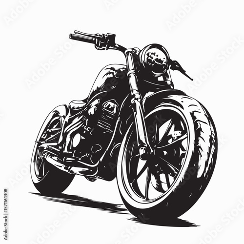 Vintage Chopper Motorcycle Image Vector Isolated on a white background